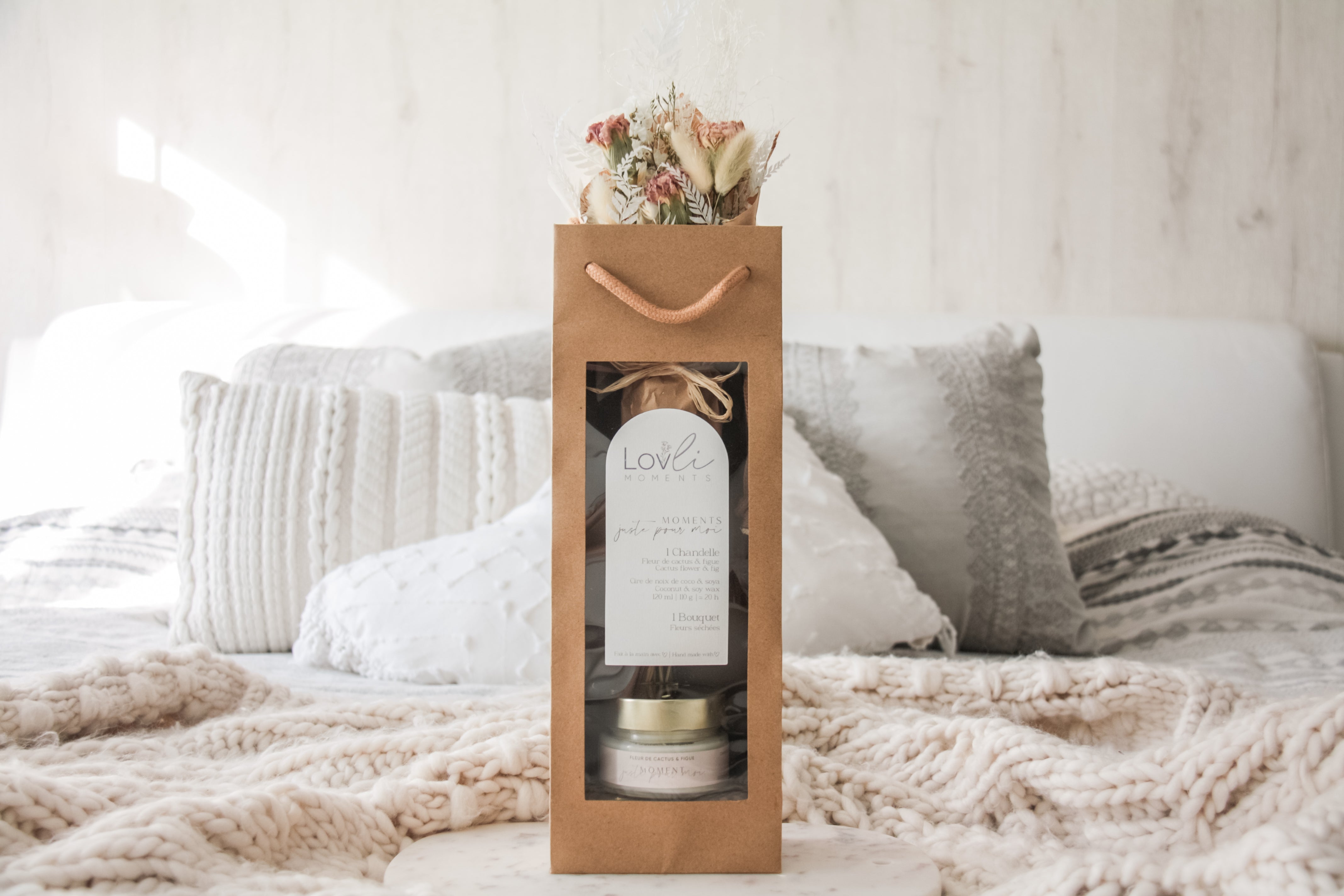Duo bouquet et chandelle Moment juste pour moi - Boutique Lovli