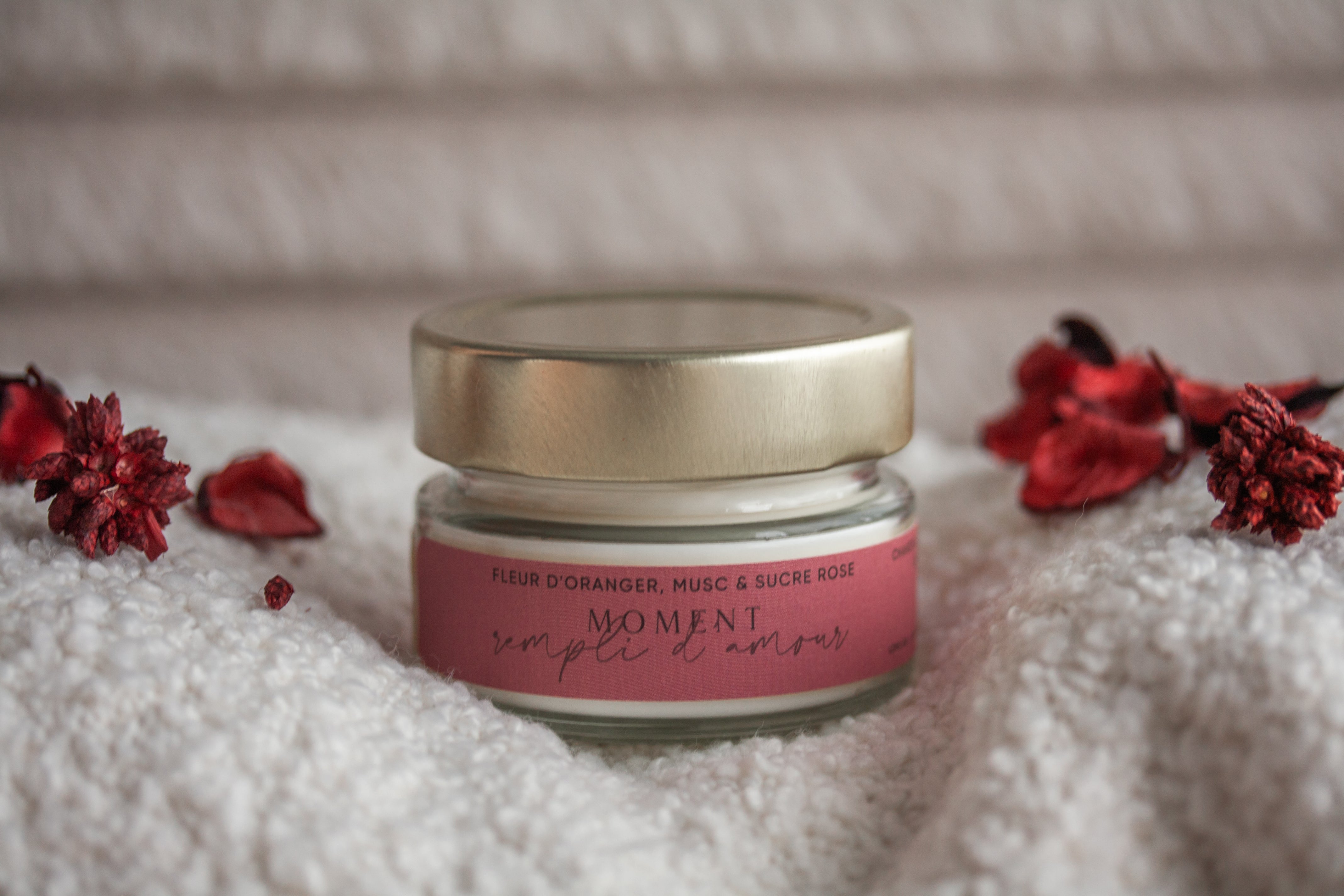 Chandelle Moment rempli d'amour- Fleur d'oranger, musc & sucre rose