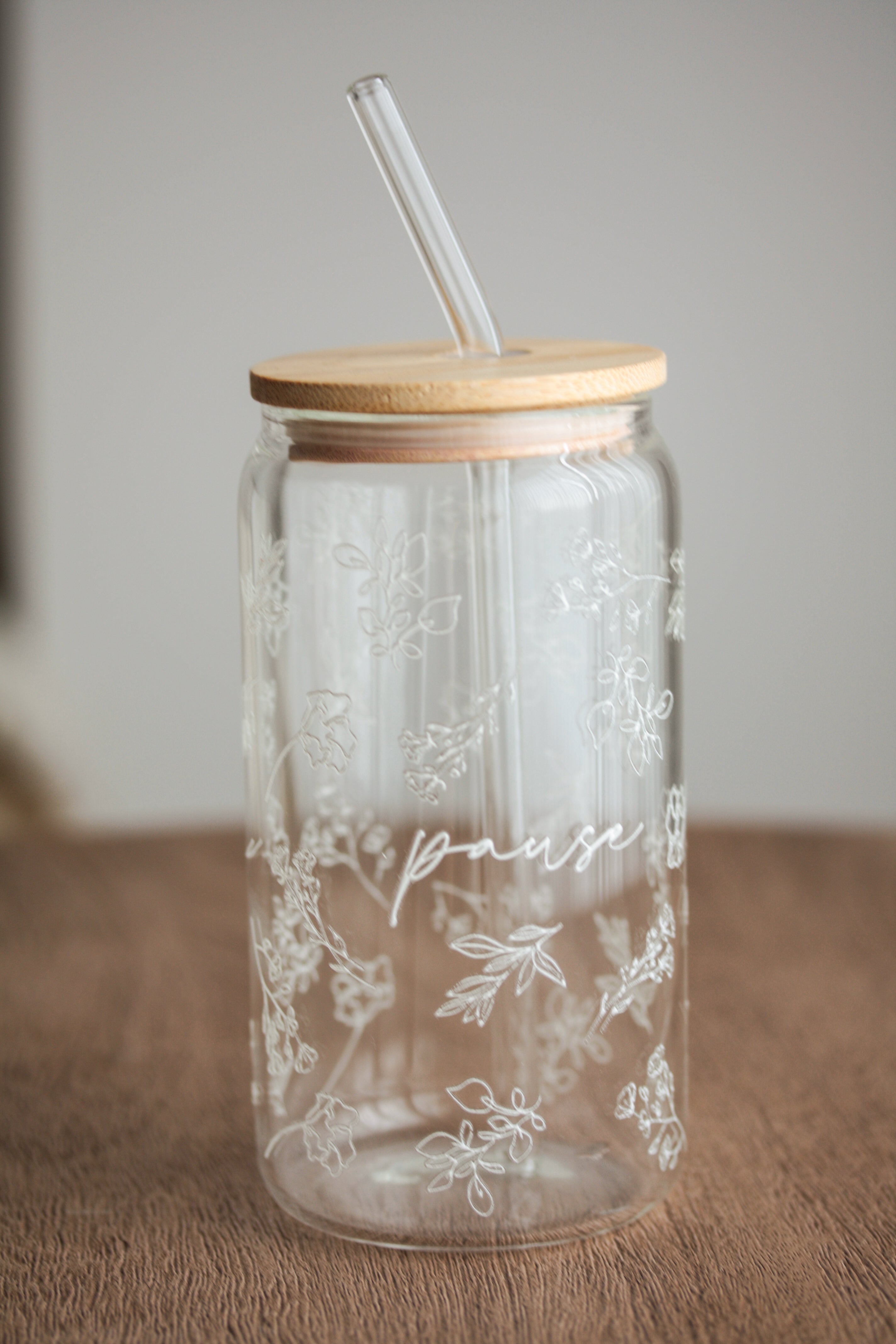 Verre avec couvercle de bambou Pause